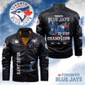 Toronto Blue Jays 2025 American League Champions 2D Leather Yellow Fleece Jacket – HOATT14272