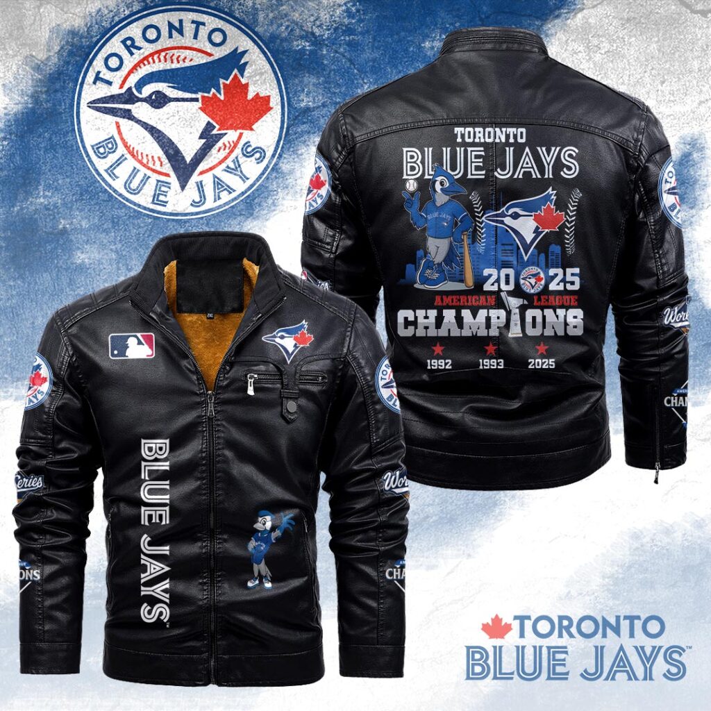 Toronto Blue Jays 2025 American League Champions 2D Leather Yellow Fleece Jacket – HOATT14272