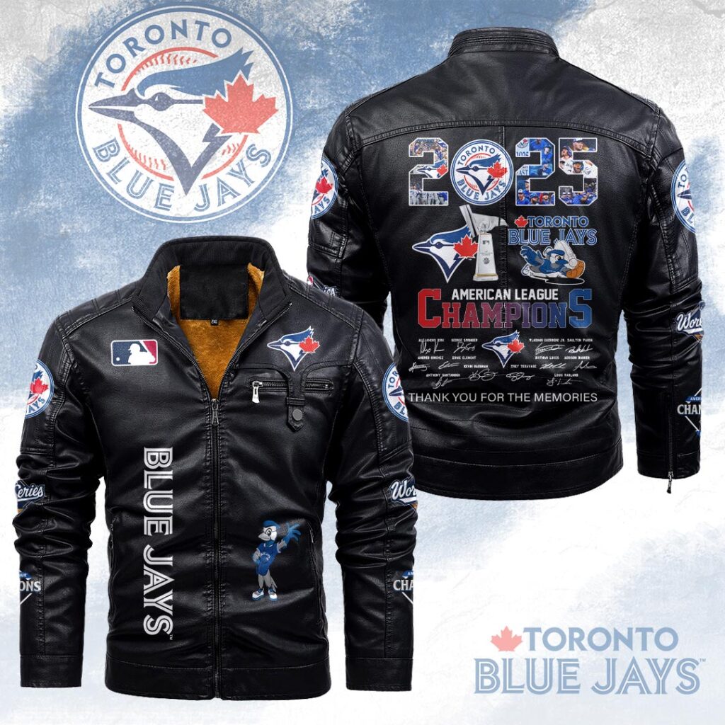 Toronto Blue Jays 2025 American League Champions 2D Leather Yellow Fleece Jacket – HOATT14600