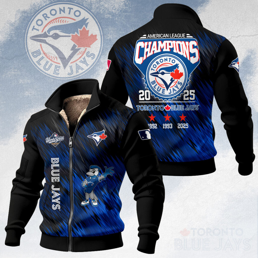 Toronto Blue Jays 2025 American League Champions Thick Knit Fleece Jacket – HOATT15049