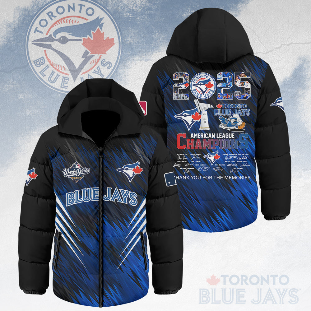 Toronto Blue Jays 2025 American League Champions Thickened Down Hooded Jacket – HOATT14696