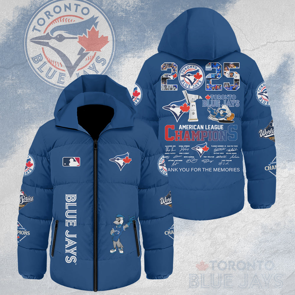 Toronto Blue Jays 2025 American League Champions Thickened Down Hooded Jacket – HOATT14806